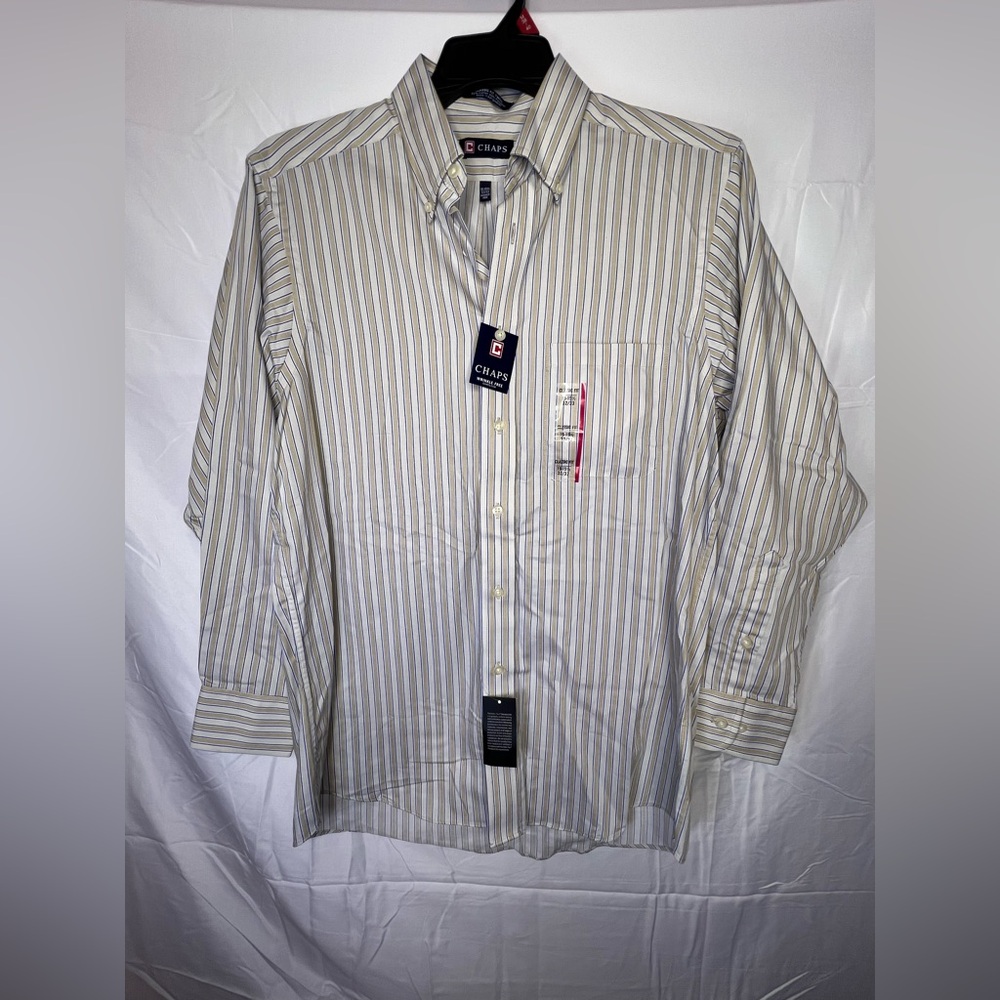 Chaps Striped Long Sleeve Button Up Dress Shirt - Men's Size 15 - 15.5.  New